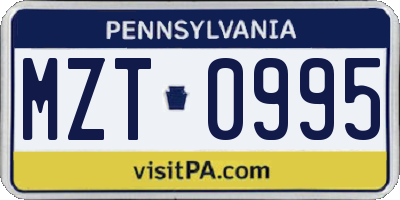 PA license plate MZT0995