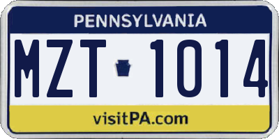 PA license plate MZT1014