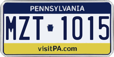 PA license plate MZT1015
