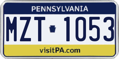 PA license plate MZT1053
