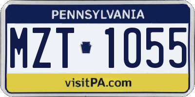 PA license plate MZT1055