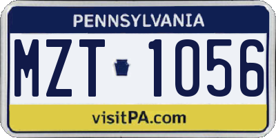 PA license plate MZT1056