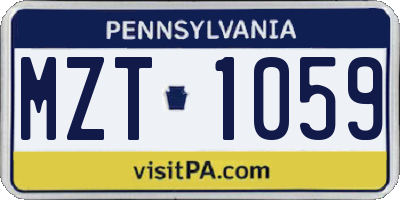 PA license plate MZT1059