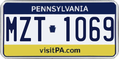 PA license plate MZT1069