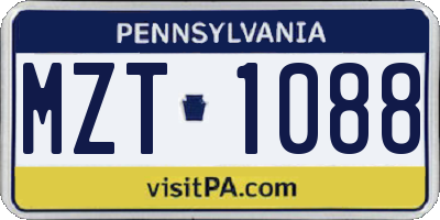 PA license plate MZT1088