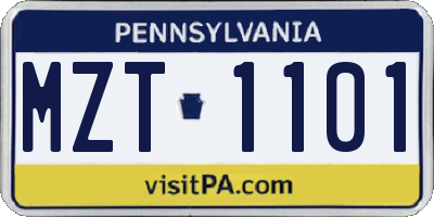 PA license plate MZT1101