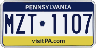 PA license plate MZT1107