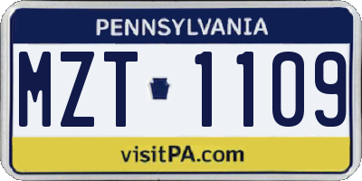 PA license plate MZT1109