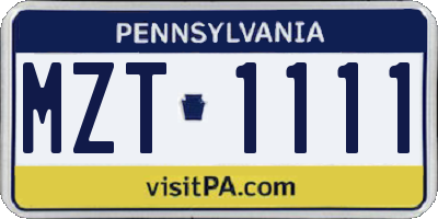 PA license plate MZT1111