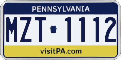 PA license plate MZT1112