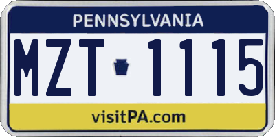 PA license plate MZT1115