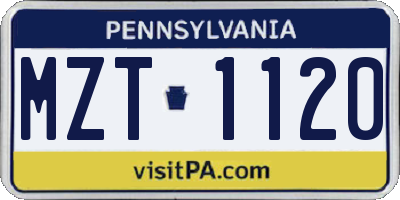 PA license plate MZT1120