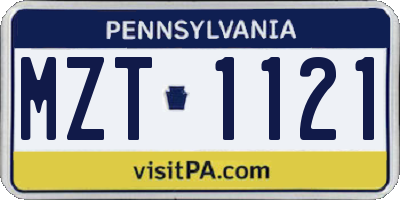 PA license plate MZT1121