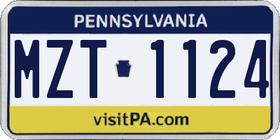 PA license plate MZT1124