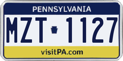 PA license plate MZT1127