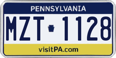 PA license plate MZT1128