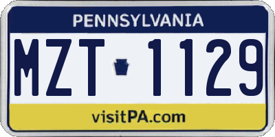 PA license plate MZT1129