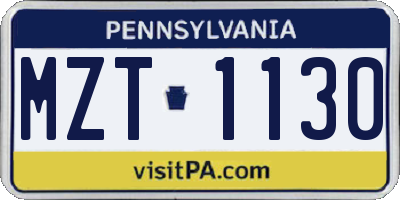 PA license plate MZT1130