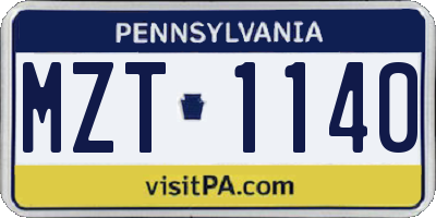 PA license plate MZT1140