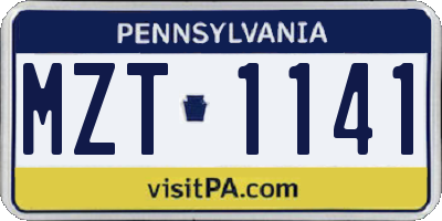 PA license plate MZT1141