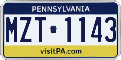 PA license plate MZT1143