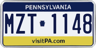 PA license plate MZT1148