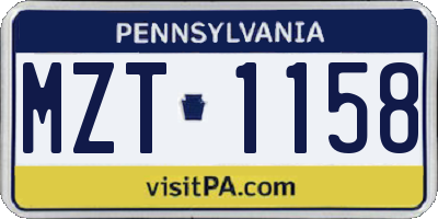 PA license plate MZT1158