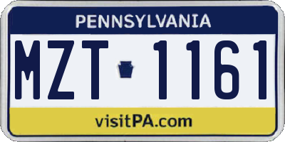 PA license plate MZT1161