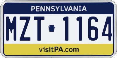 PA license plate MZT1164