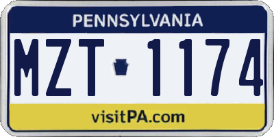PA license plate MZT1174