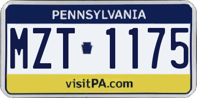 PA license plate MZT1175