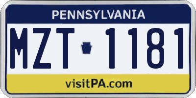 PA license plate MZT1181