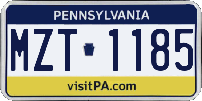 PA license plate MZT1185