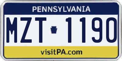PA license plate MZT1190