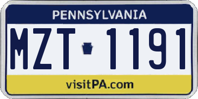 PA license plate MZT1191
