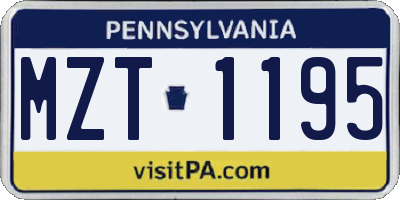 PA license plate MZT1195