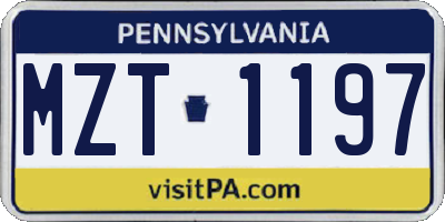 PA license plate MZT1197