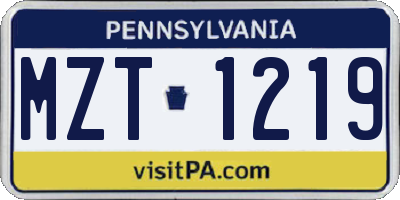 PA license plate MZT1219