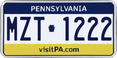 PA license plate MZT1222