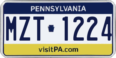 PA license plate MZT1224