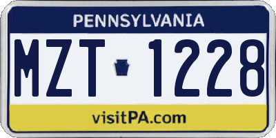 PA license plate MZT1228