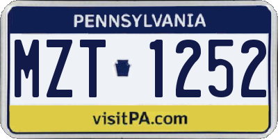 PA license plate MZT1252