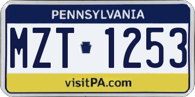 PA license plate MZT1253