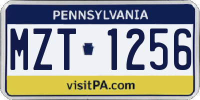 PA license plate MZT1256