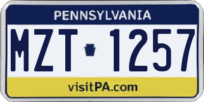 PA license plate MZT1257