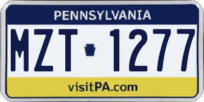 PA license plate MZT1277