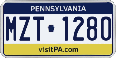 PA license plate MZT1280