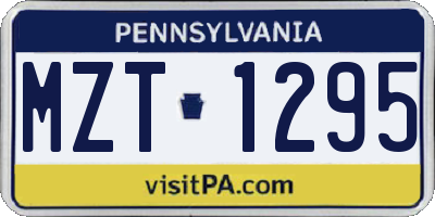 PA license plate MZT1295