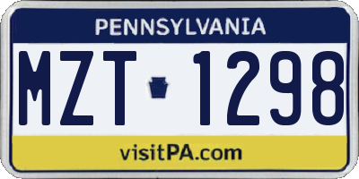 PA license plate MZT1298