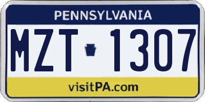 PA license plate MZT1307